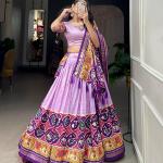 LooknBook Art Women's Tussar Silk With Patola Print With Foil Work Lehenga Choli