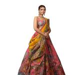 KrishuEthnics Peachish Kalamkari Print Chinon Silk Lehenga Choli