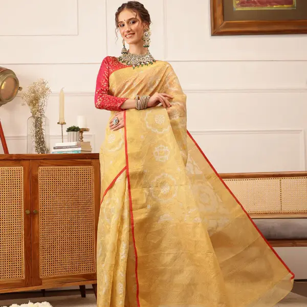 Kota Doria Silk Zari Woven Saree