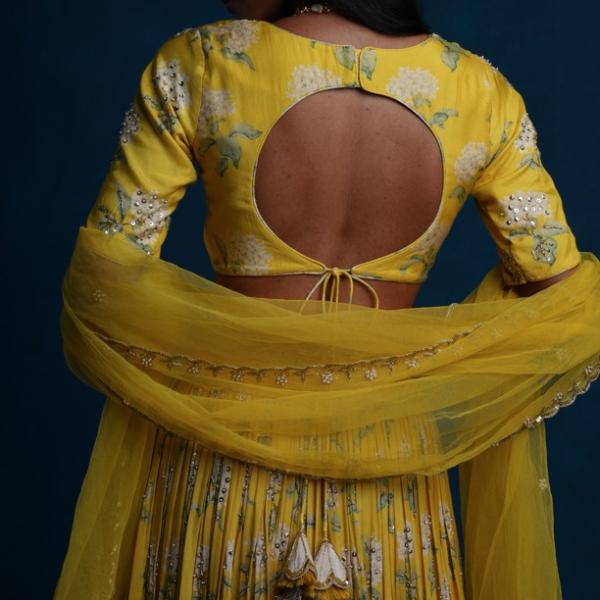 LIME YELLOW LEHENGA BLOUSE DUPATTA
