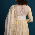 WHITE AND PINK FLORAL ANARKALI SET