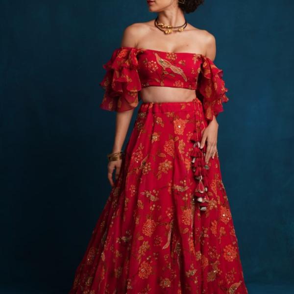 FUCHSIA PINK LEHENGA WITH BLOUSE AND DUPATTA
