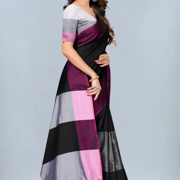 Women's Soft Silk Uppada Woven Black Saree