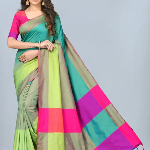 Women's Soft Silk Uppada Woven Multicolor Saree