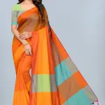 Women's Soft Silk Uppada Woven Orange Saree