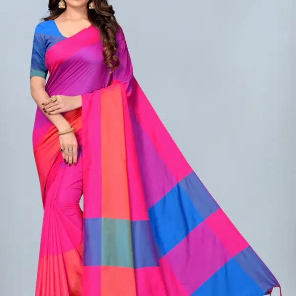 Women's Soft Silk Uppada Woven Pink Saree