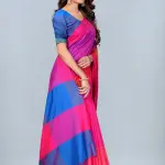 Women's Soft Silk Uppada Woven Pink Saree