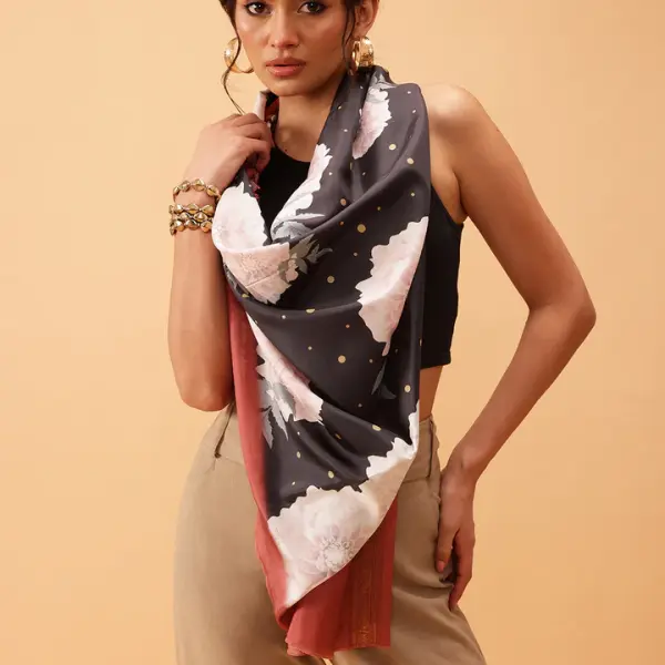 Women's Floral Printed Silk Scarf