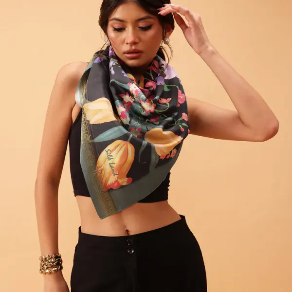 Women's Floral Printed Silk Scarf