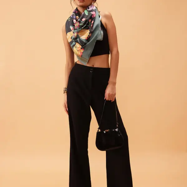 Women's Floral Printed Silk Scarf