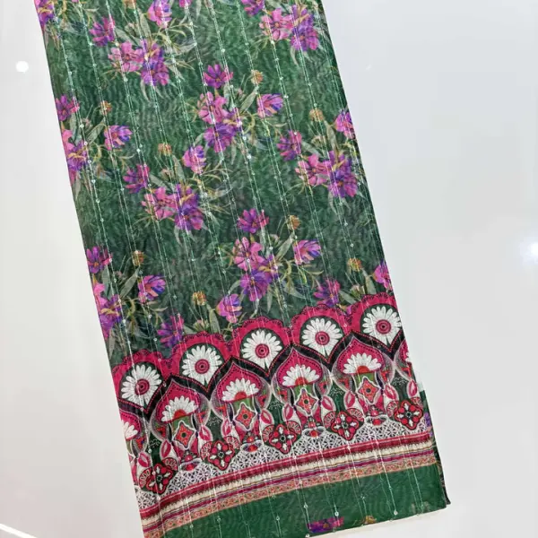 Chanderi Cotton Digital Printed Unstitched Dress Material With Solid Bottom & Printed Dupatta