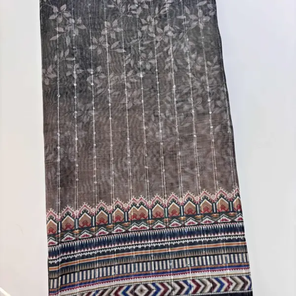 Chanderi Cotton Digital Printed Unstitched Dress Material With Solid Bottom & Printed Dupatta
