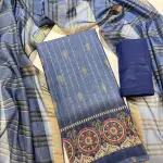 Chanderi Cotton Digital Printed Unstitched Dress Material With Solid Bottom & Printed Dupatta