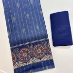 Chanderi Cotton Digital Printed Unstitched Dress Material With Solid Bottom & Printed Dupatta