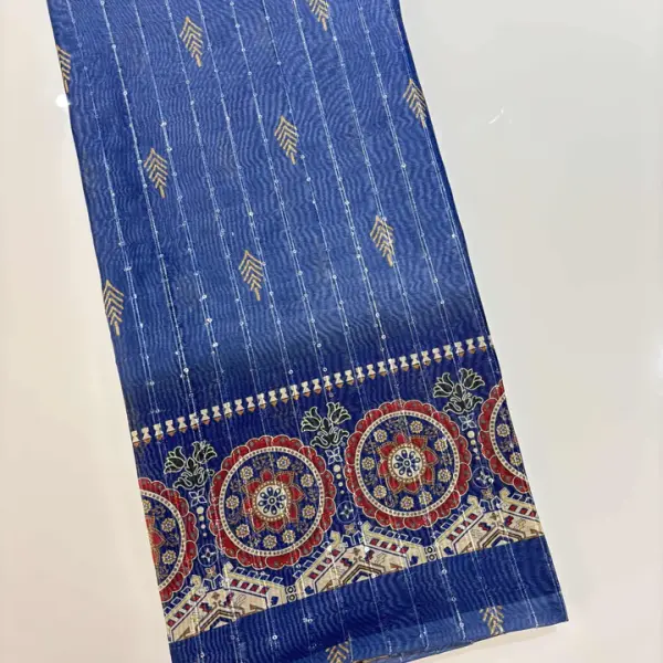 Chanderi Cotton Digital Printed Unstitched Dress Material With Solid Bottom & Printed Dupatta
