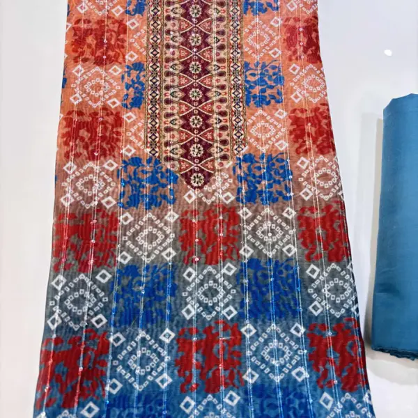 Chanderi Cotton Digital Printed Unstitched Dress Material With Solid Bottom & Printed Dupatta