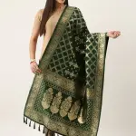 Banarasi Silk Floral Zari Woven Dupatta With tassels