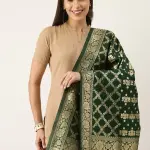Banarasi Silk Floral Zari Woven Dupatta With tassels