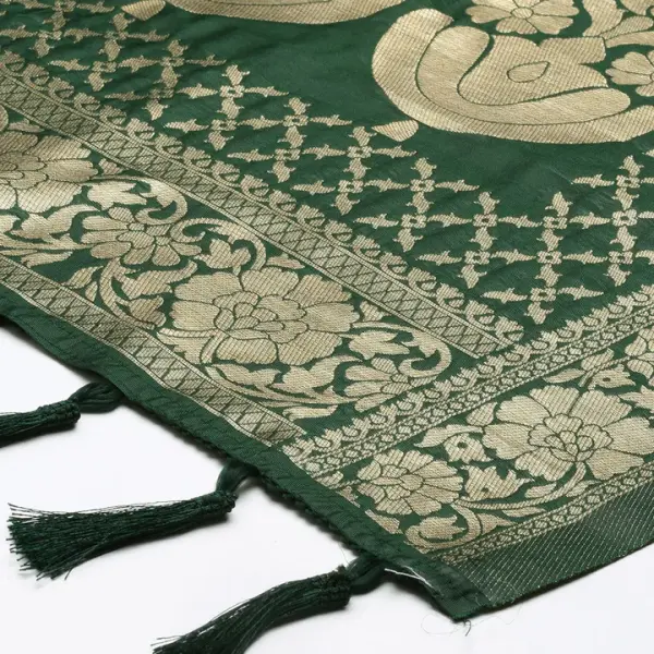 Banarasi Silk Floral Zari Woven Dupatta With tassels