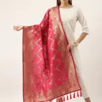 Banarasi Silk Zigzag Design Woven Dupatta With Tassels