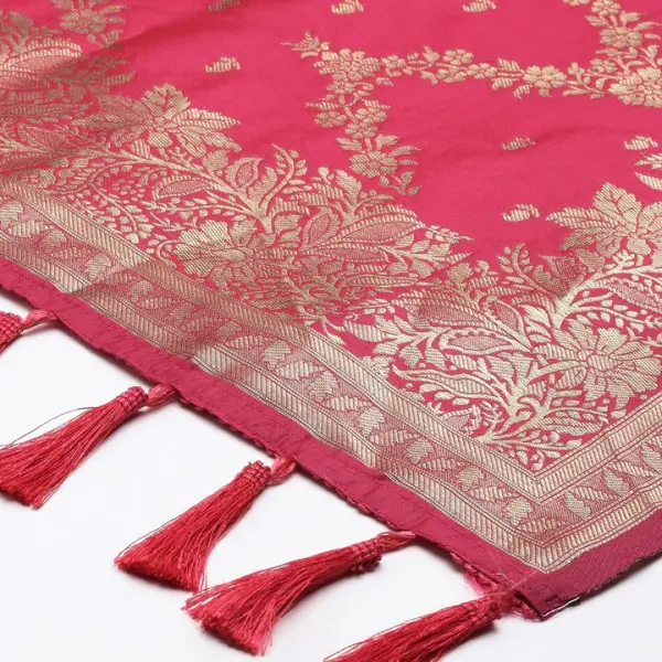 Banarasi Silk Zigzag Design Woven Dupatta With Tassels