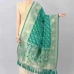 Teal & Gold Toned Woven Design Banarasi Dupatta