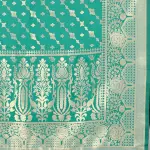 Teal & Gold Toned Woven Design Banarasi Dupatta