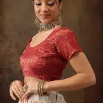 Banarasi Soft Silk Zari Butti Crushed Woven Border Lehenga Choli